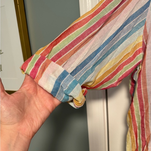 Jane and Delancey Button Down Rainbow Linen Shirt 3X - Picture 5 of 10